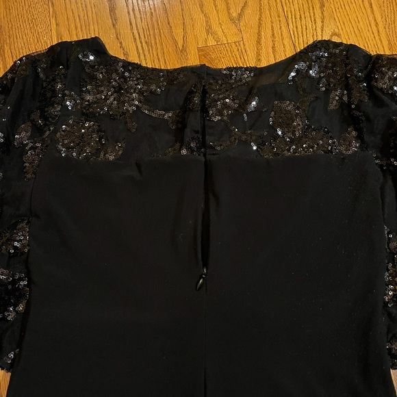 Lauren Ralph Lauren Sheer Yoke Sequined Black Sheath Dress - Picture 7 of 12
